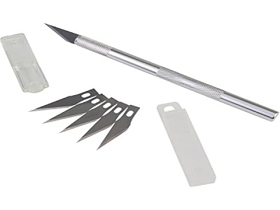 Product Dimension:14.5*1*0.8 (in cms) ,Blade :-(L*B*H)=3.5*0.8*0.2cms :: Package contains Precision craft knife with 5 Replacement Blades. Ideal for Cutting Intricate Details on Paper, Cloth, Cardboard, Thermocol, Plastic, Wood Carvings and Lightweight Craft Materials. Head Rotates 360 Degrees to Cut at Any Angle. Textured Grip Improves Control and Prevents Slipping. Safety Cap Protects the Blade During Storage. 5 Interchangeable Super Sharp Blades Can be Easily Replaced. Suitable for DIY Art and Craft and Hobbies.